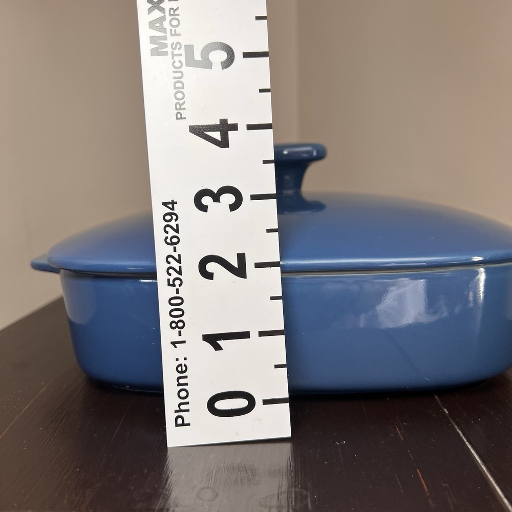 Emeril's Table by Gorham NWOB Blue Covered Casserole Oven To Table Dish 10x10x4 - Picture 6 of 8